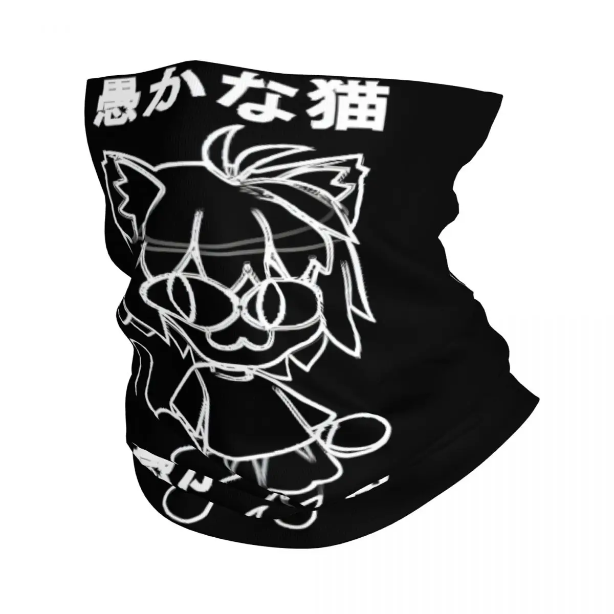 Line Black Cat Scarf Neckerchief Neck Face Mask Polyester