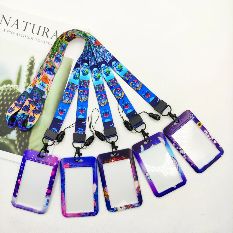 Leuke Lilo Stitch Lanyard ID-kaarthouder Pass Mobiele telefoon Charme Nekbanden Credential ID Badge Holder Case