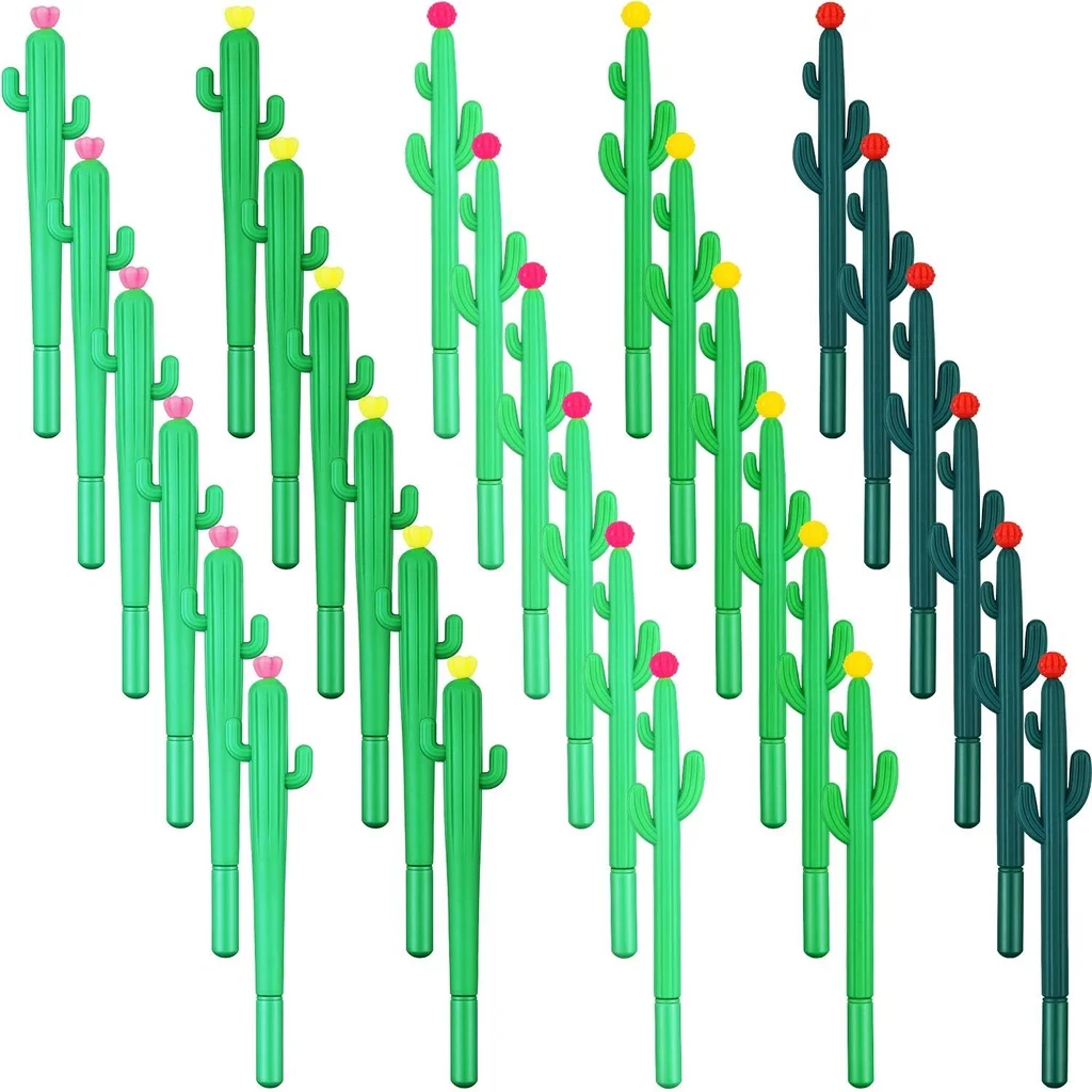 

Гелевые ручки в форме кактуса, 24 шт., шариковые нейтральные ручки с черными гелевыми чернилами, милые принадлежности для письма, студенты, учителя, школьные принадлежности