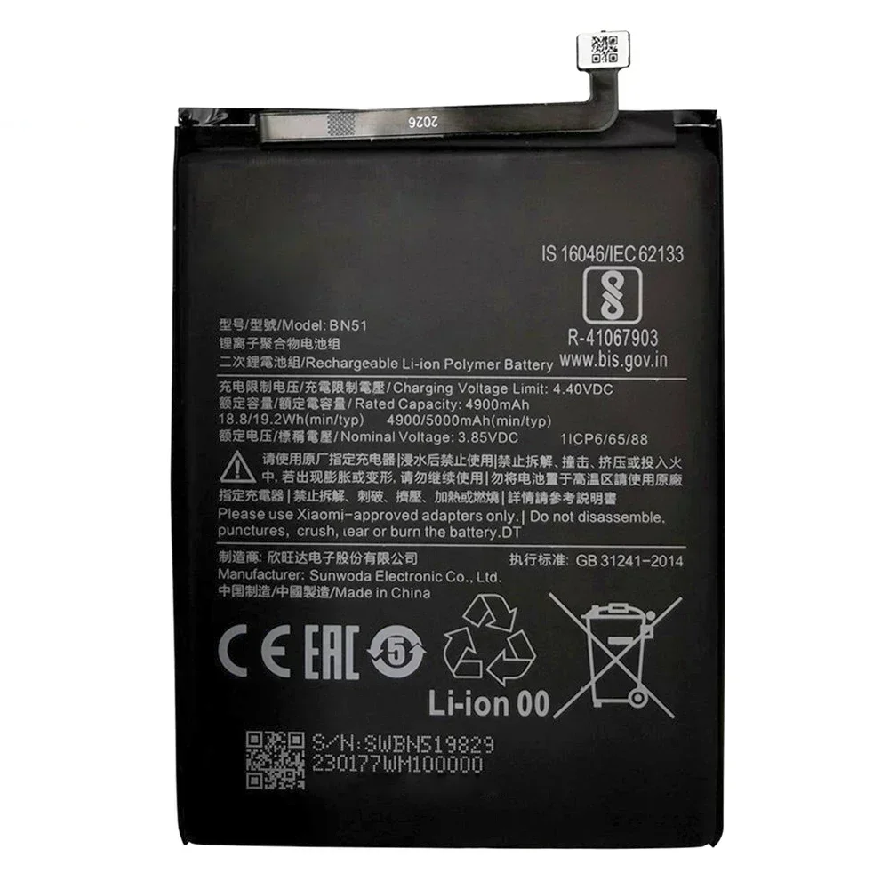 2025 Years 100% Original BN51 5000mAh Battery For Xiaomi Redmi 8/Redmi 8A Replacement Batteries Fast Shipping