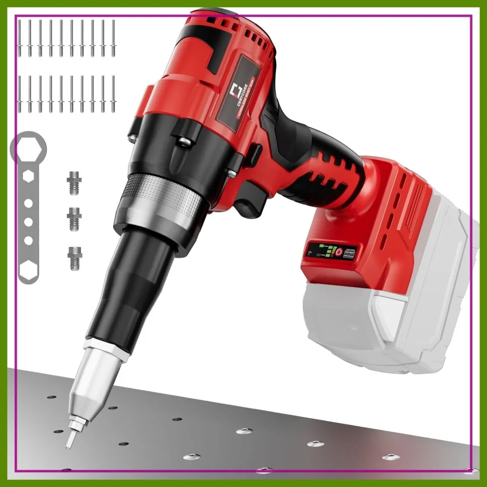 

Cordless Rivet Gun for 18V Battery, 3 Sizes (1/8", 5/32", 3/16") Aluminum Rivets, Brushless Motor, LED Light, Tool Only