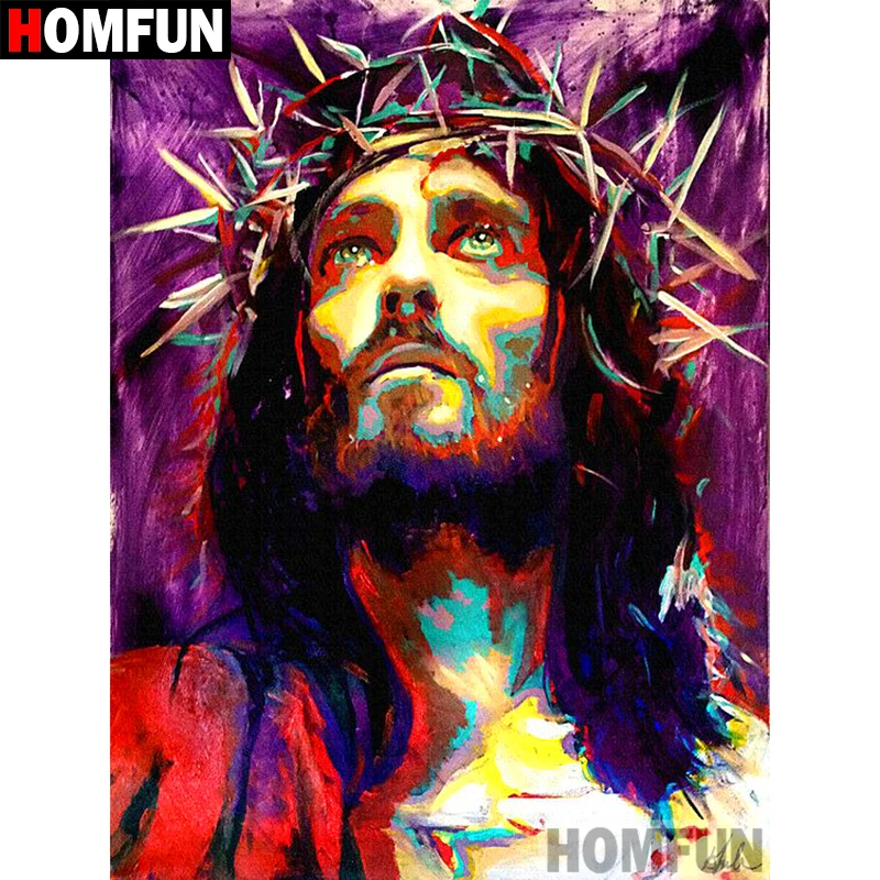 

HOMFUN 5D DIY Diamond Painting Full Square/Round Drill "Religious Jesus" Embroidery Cross Stitch gift Home Decor Gift A09041