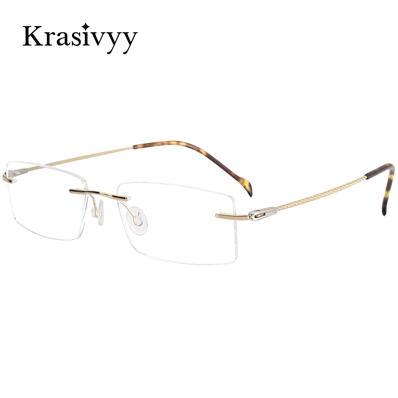 

Krasivyy Pure Titanium Rimless Glasses Frames Women Square Myopia Prescription Eyeglasses Men New Frameless Optical Eyewear