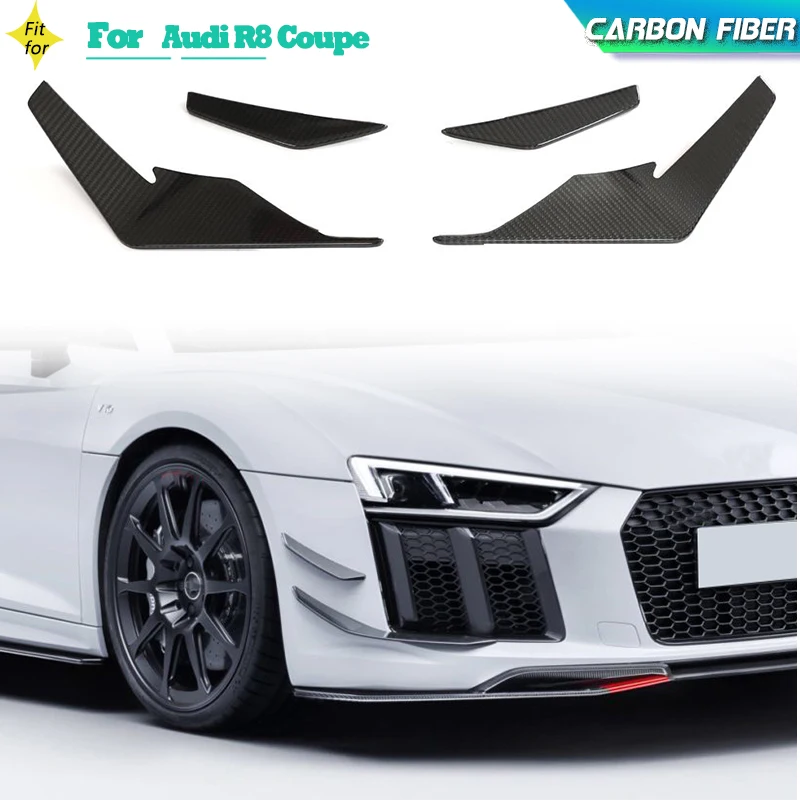 Dry Carbon Fiber Car Front Bumper Side Vent Canards Trims for Audi R8 V10 Coupe 2-Door 2022 2023 Front Air Vents Trims Canards