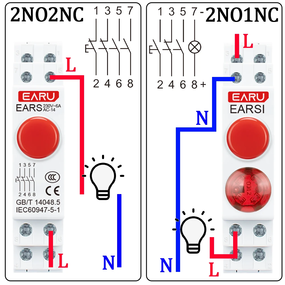 18MM Din Rail Mount LED Signal Lamp Button Switch Series AC/DC 220V Indicating Indication Pilot Lights Green Momentary Latching image 5