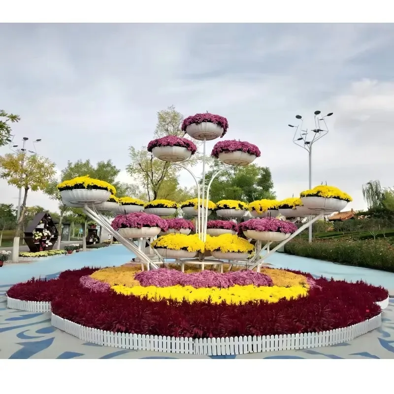 Large Outdoor Garden Metal Flower Pot Frame Multi-layer Landscape Decoration Set Nursery Street Planting Pavement