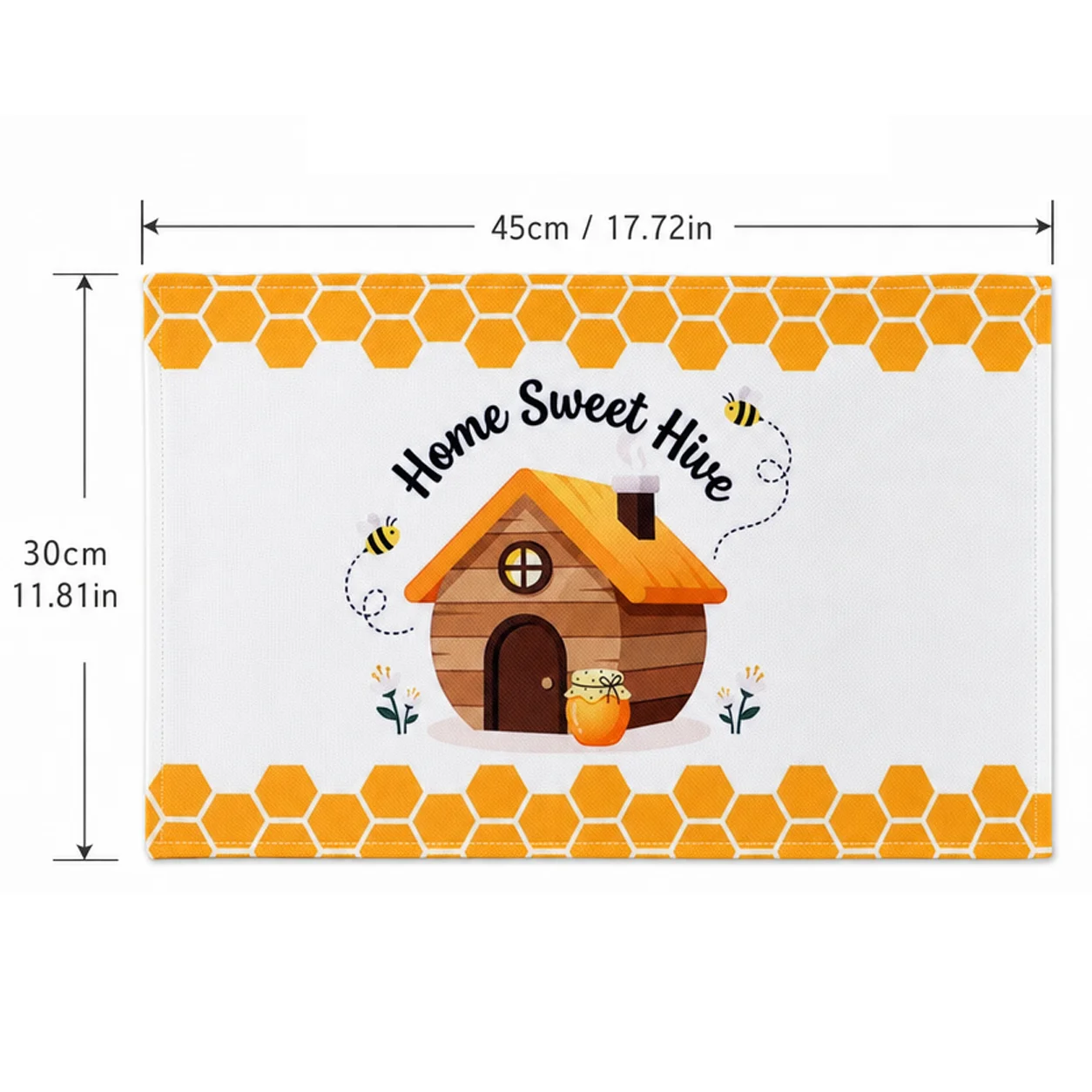 1/2/4pcs honeycomb cabin bee rectangular placemats, polyester Home Sweet Hive printing is suitable for dining tables.