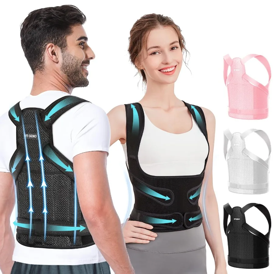 

Fit Geno Back Brace Posture Corrector for Women and Men Shoulder Straightener Adjustable Full Back Support Upper and Lower Back