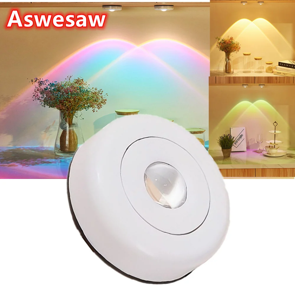 

Touch LED Cabinet Lights Stick On Wall Sunset Lamp for Kitchen Bedroom Closet Cupboard Night Light Decoration Battery Powered