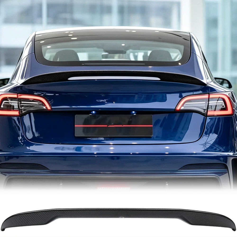 Suitable for Tesla 3 2019-2023 100% pure carbon fiber rear spoiler luggage compartment rear wing sedan modification accessories