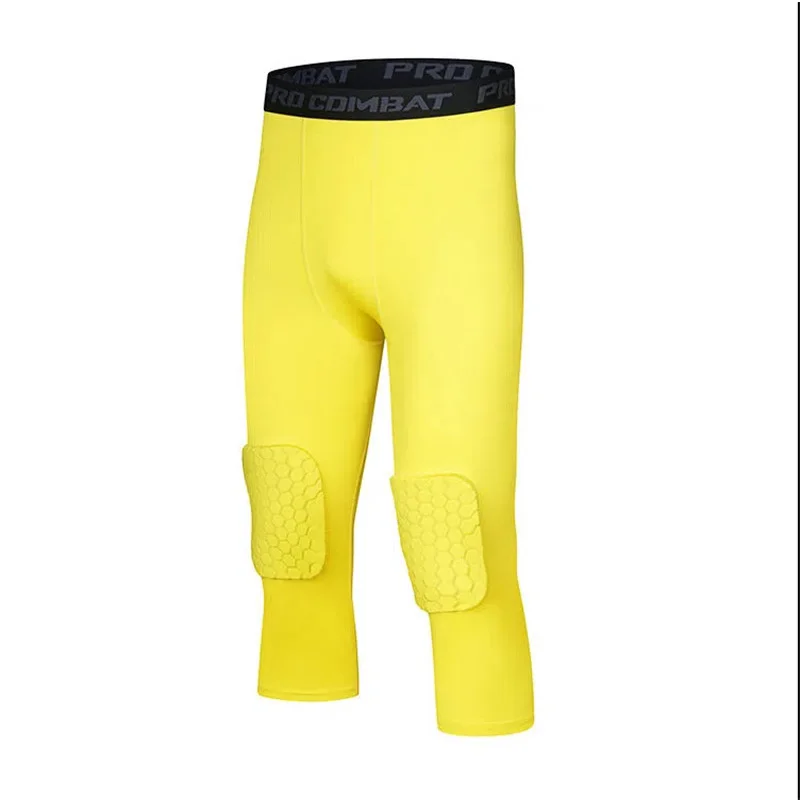 Men Kid Boy Girl GYM Capri Running Tight Pants Basketball Football Soccer Exercise Sport 3/4 Cropped Kneelet Leggings Shorts 08