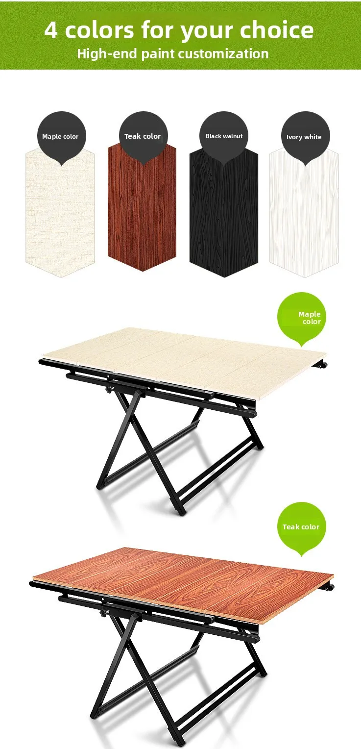 Simple Multi-Purpose Folding Dining Table Rectangular Deformable with Removable Storage Rack for Flowers