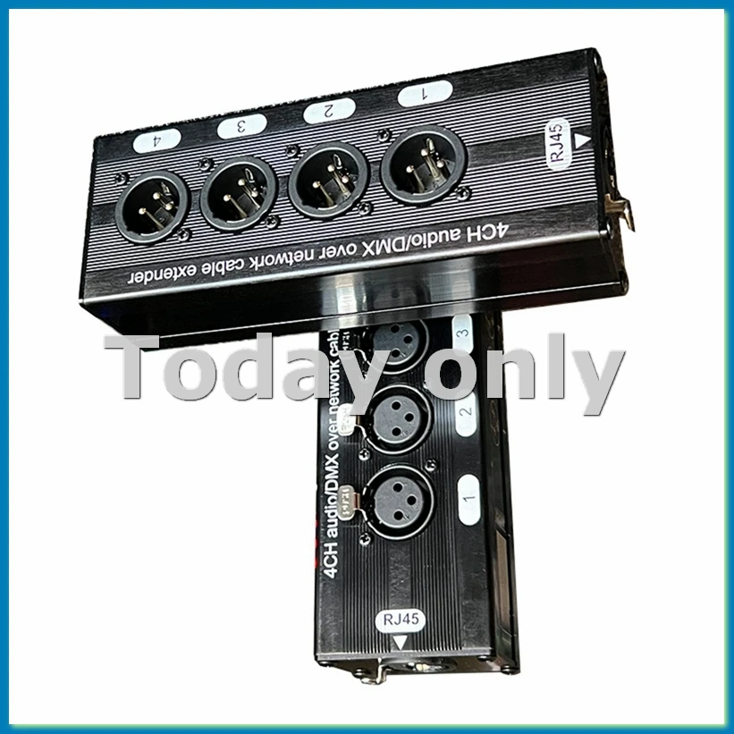 

1Pair 4-Channel 3Pin XLR Audio RJ45 Ethernet Extender Network Cable Extender DMX512 Network Signal Extender Male+Female-A23U