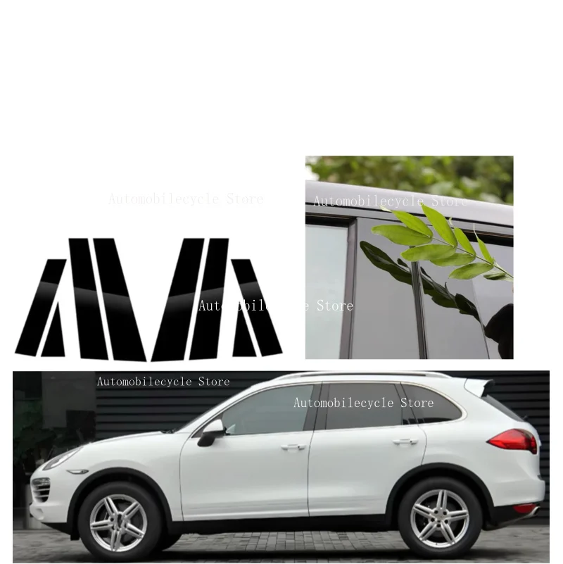8PCS Glossy Black Pillar Posts Fit For Porsche Cayenne 92A Chassis E2 2011-2017  Window Moulding B C Center Sticker Cover
