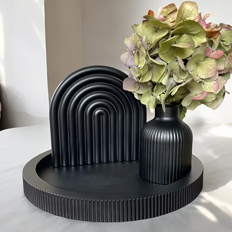 Vase Arche Striped Tray Silicone Mold DIY Gypsum Concrete Home Decoration Resin Mold Crafts