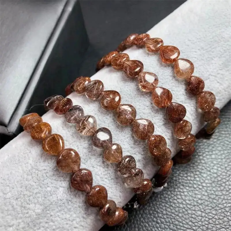 

Natural Copper Rutilated Quartz Heart Bracelet Crystal Reiki Healing Gemstone Fashion Jewelry Fengshui Women Healing Gift 1pcs