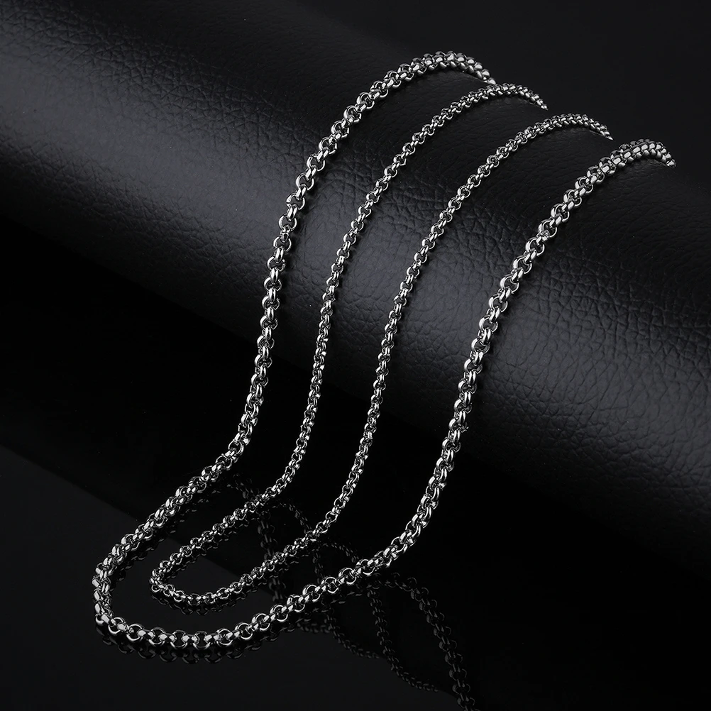 

Men's Titanium Steel Necklace 3mm Wide Silver Chain Lightweight Durable Metal Chain Decoration Cool Accessory Non Tarnish