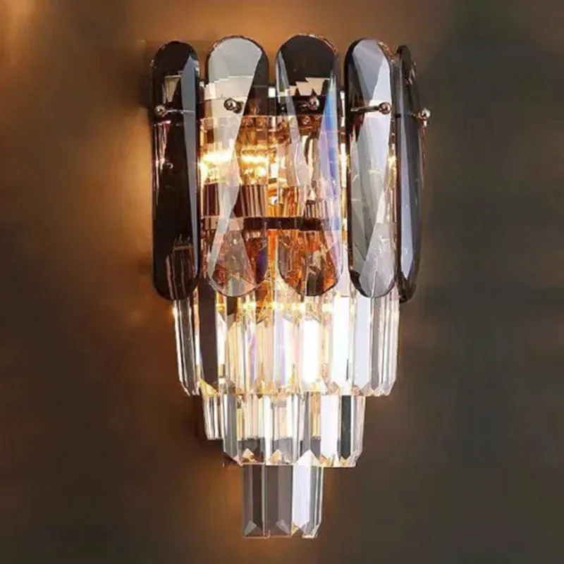 

Gold Crystal Wall Lamp Luxury Bedroom Wall Sconce Bedside Lamp Sofa TV Background Wall Living Room Indoor Decor Lighting Fixture