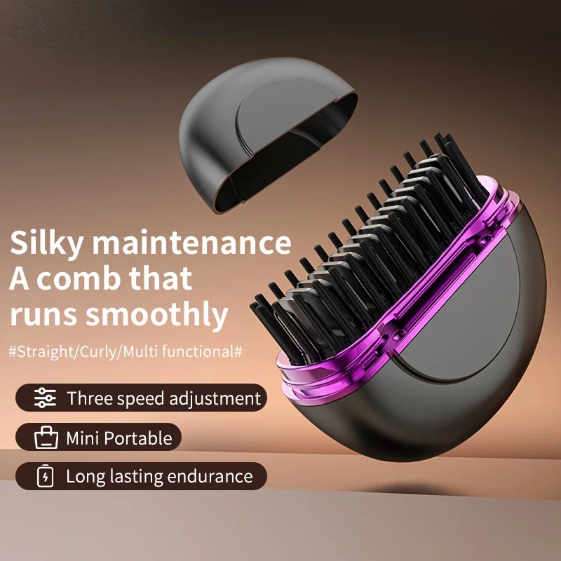 Wireless Rechargeable Travel-Friendly Portable Ionic Hair and Beard Straightener Brush,Mini Hair Styler,for Effortless Grooming