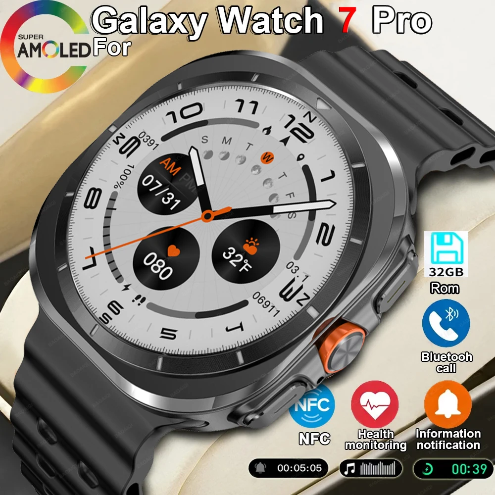 

For Samsung Galaxy Watch 7 Pro Ultra Sports Track Smart Watch Men AMOLED Always Display Clock TWS 4GB RAM Call Smartwatch Women