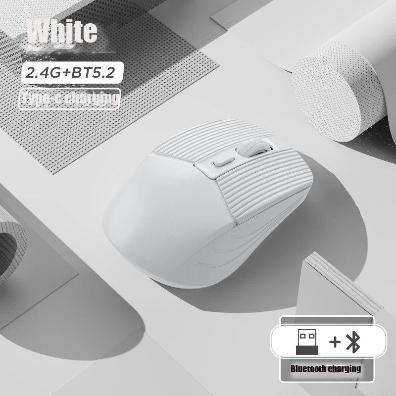 2.4Ghz Bluetooth Draadloze Pc Computer Gaming Muis Met Dpi Verstelbare Knop Type-C Opladen Voor Desktop/Laptop Tablet Computer