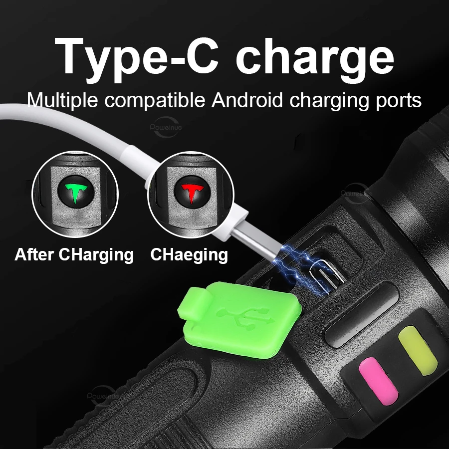 Ultra Powerful Led Flashlight Usb Rechargeable High Power Tactical Torch 3 Modes Zoom Portable Work Lamp Camping Fishing Lantern