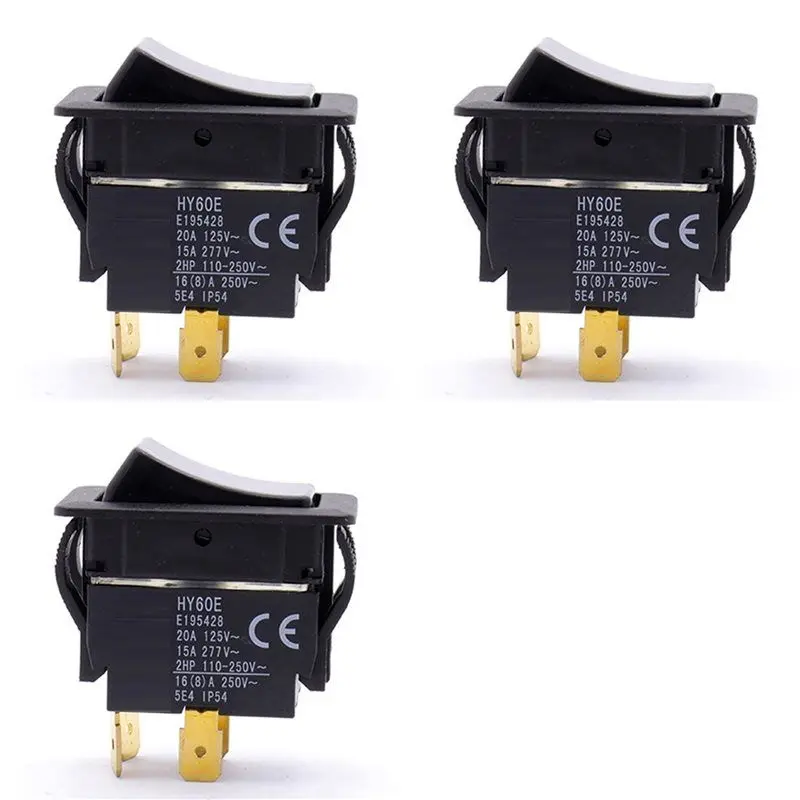 

【ВЫКЛ-ШЕЛЬФ】3X HY60E 4-контактные 20A 125 В/250 В 2 л.с. Промышленные кулисные переключатели включения и выключения