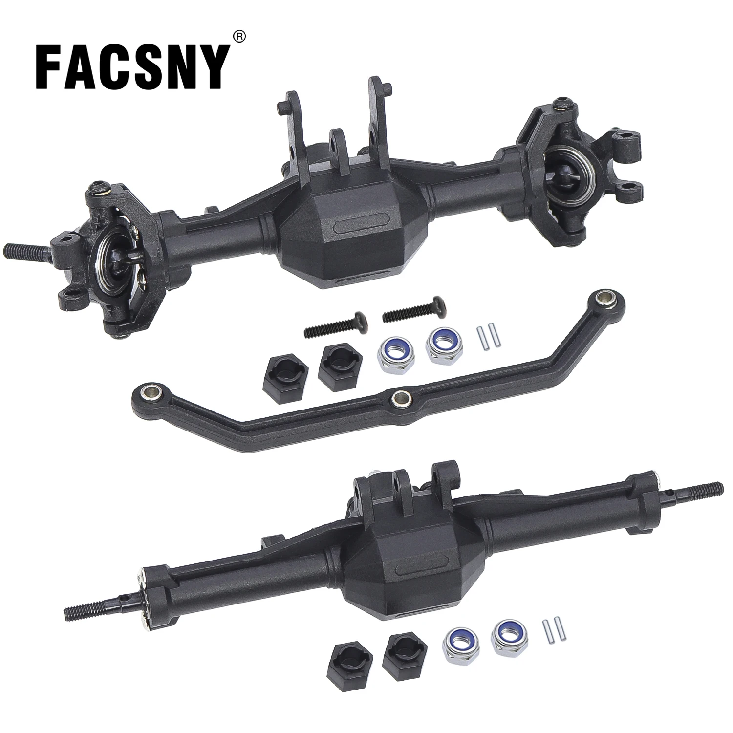 Trx4m Plastic Front And Rear Axle Set Complete With Servo Mount For 1/18 Traxxas Trx-4m RC Crawler Upgrade Parts Replacement