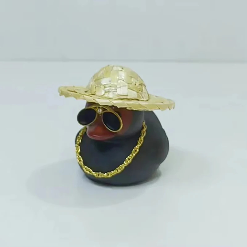 Yellow Duck Series Straw Hat Duck Car Interior Decoration Sunglasses Gold Chain Home Cute Rich Decoration