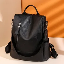 New Double Shoulder Women's Bag Fashion Backpack School Bag Fashion Bag Can Be Carried Shoulder PU Leather Bag