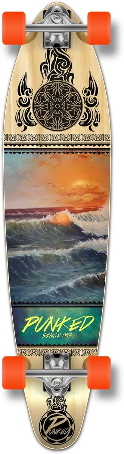 

Complete Kicktail Longboard Skateboard with Premium Grip Tape, Aluminum Trucks, ABEC9 Bearings, 71mm Wheels