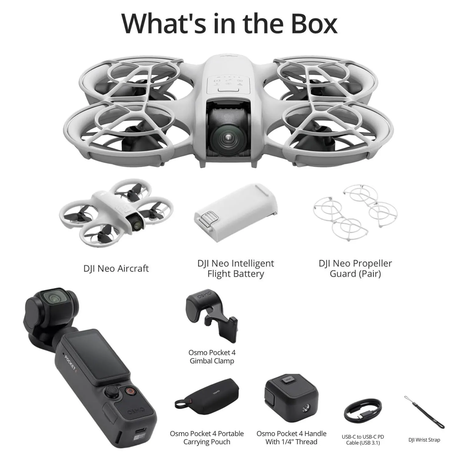DJI Osmo Pocket 4 and Neo Drone 4K/6K Pocket Gimbal Creative Camera Combo-Combination of Aerial and Land Photography