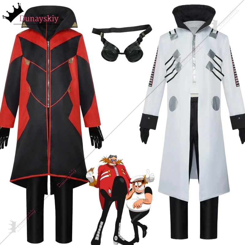 

Костюм для косплея Dr Eggman Ivo Robotnik, одежда на Хэллоуин, аниме «Ежик», 2, пальто, очки, полный комплект, карнавальный костюм, униформа