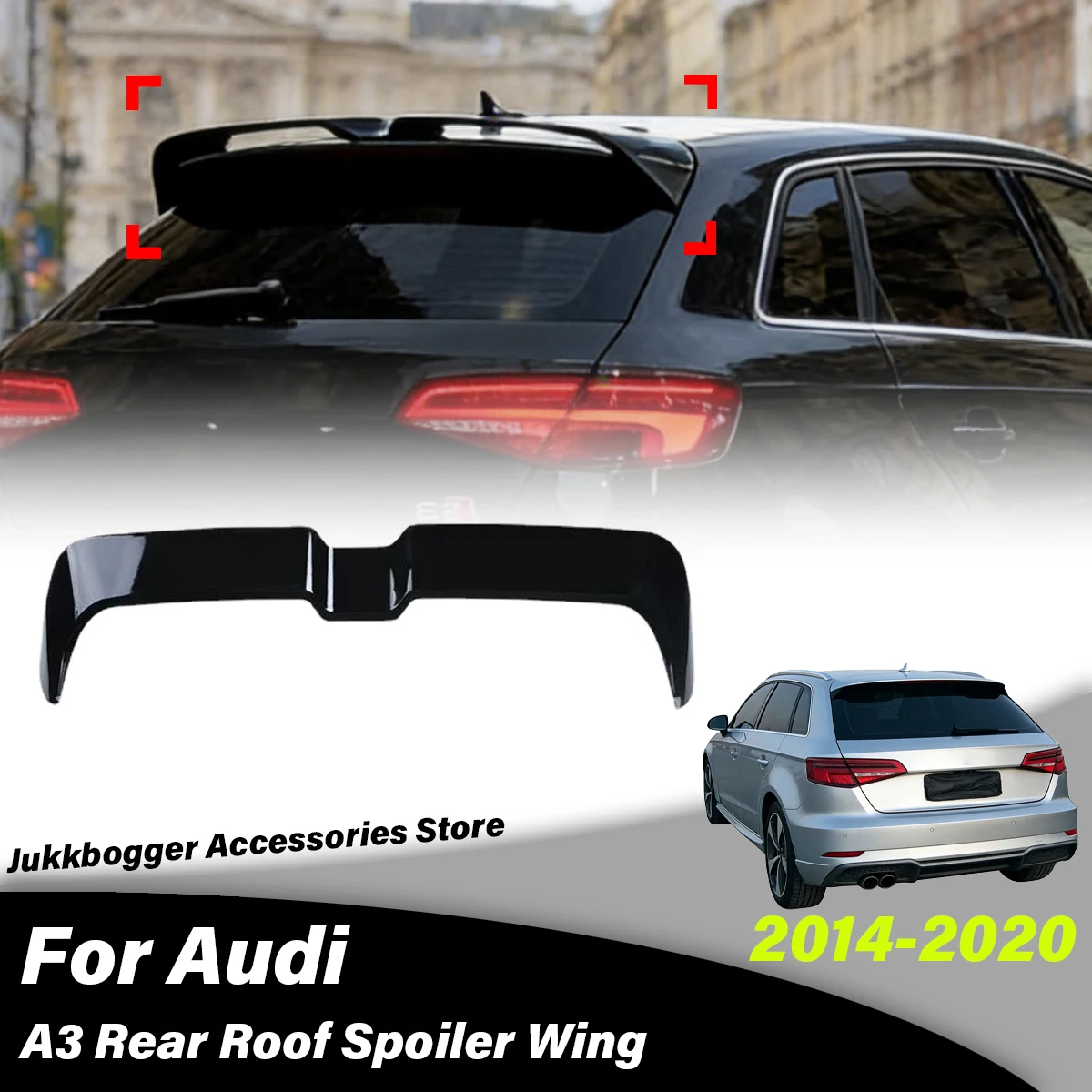 

For Audi A3 2014 2015 2016 2017 2018 2019 2020 Automobile Rear Roof Spoiler Wing Tail Fixed Wing Modification Decoration Kit