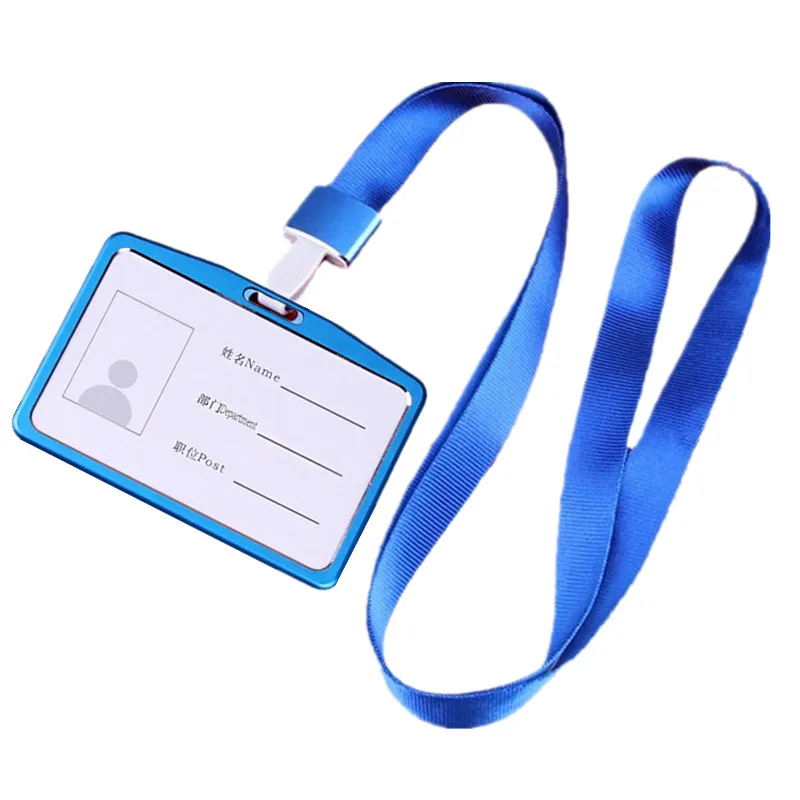 Horizontal Aluminum Alloy Pass Work Card Holder ID Badge Cover For Staff Nurse Working Permit Case Matel ID Name Card Protector