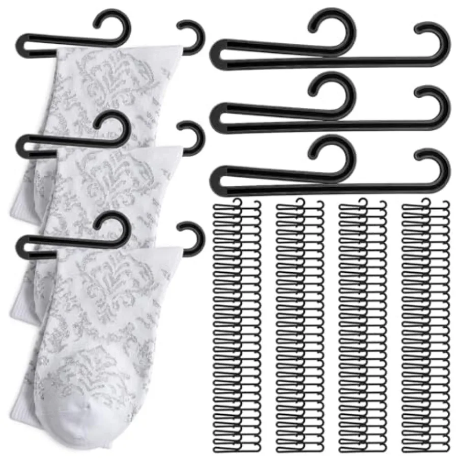 200 Pcs Plastic Sock Hangers, 4.13 Inch Display Hooks with Curved Bar, Non Slip Retail Scarf Hanger Clips for Boutiques and Ven