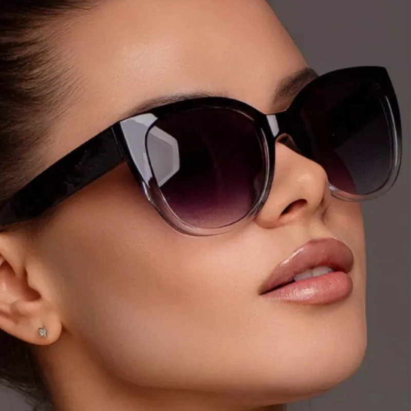 Fashion Cat Eye Sunglasses Women Brand Gradient Simple Wide Leg Design Sun Glasses UV Protection Female Shades