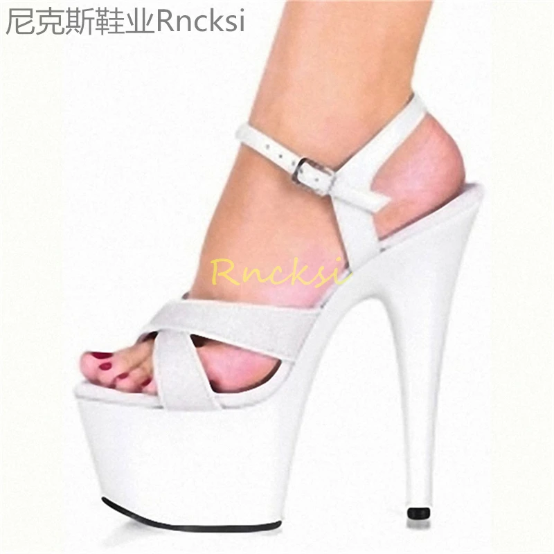 

17cm Transparent women's sandals, high heels, summer fashion, sexy stilettos, and sandals for external use.