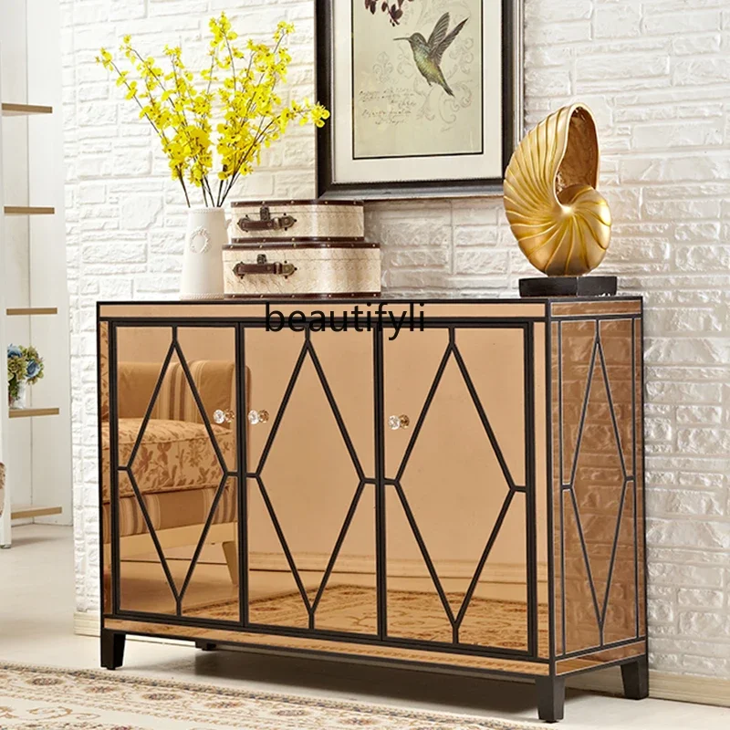 

Yh29 Light Luxury Mirror Living Room Entrance Cabinet Entrance Foyer Decorative Storage Locker Doorway Shoe Cabinet