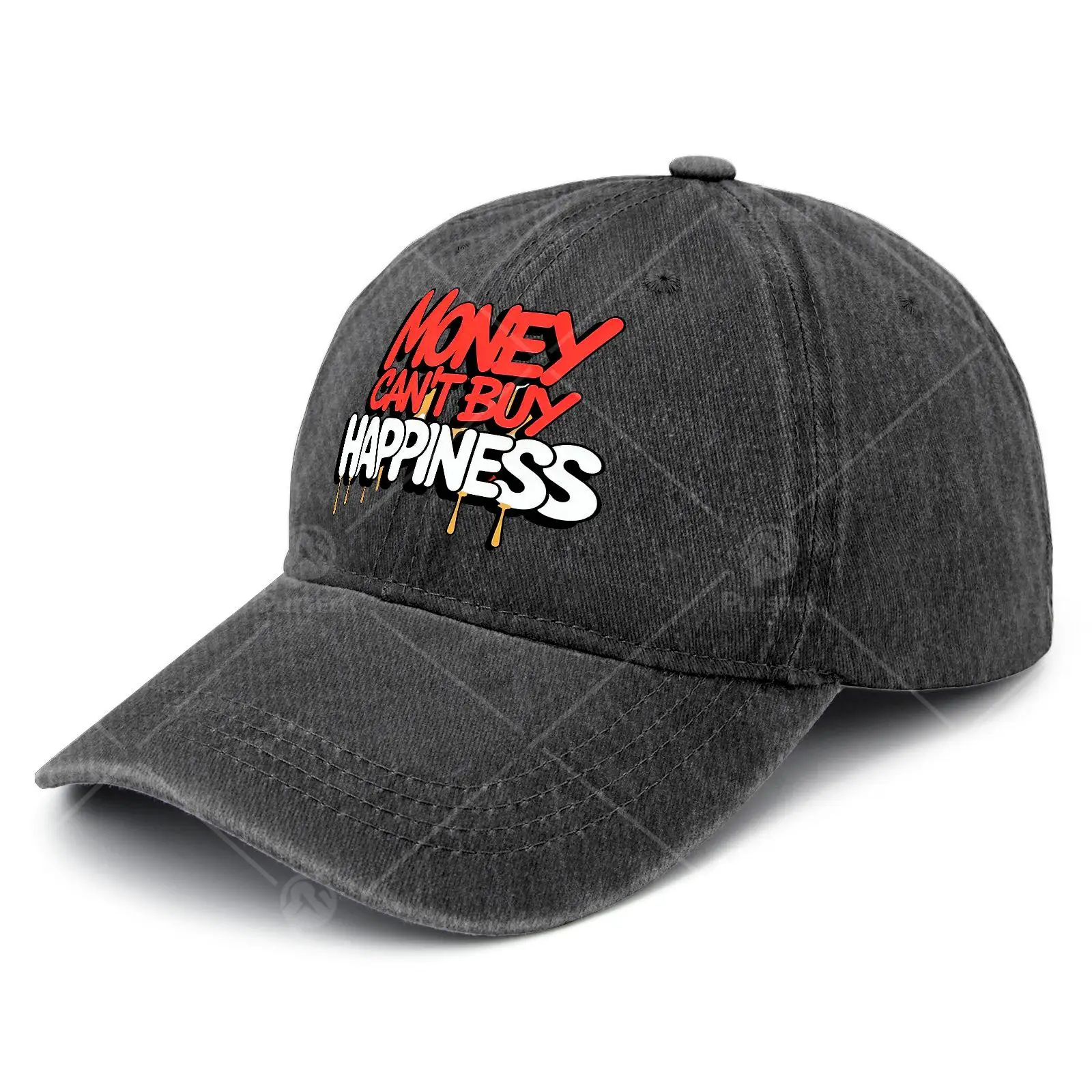 Money Cant Buy Happiness Baseball Hat Unisex Low Profile Washed Distressed Cap