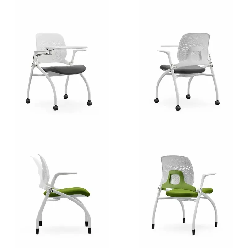 Foldable Conference Chair with Writing Pad Movable Rotating Design for Training Meeting Rooms