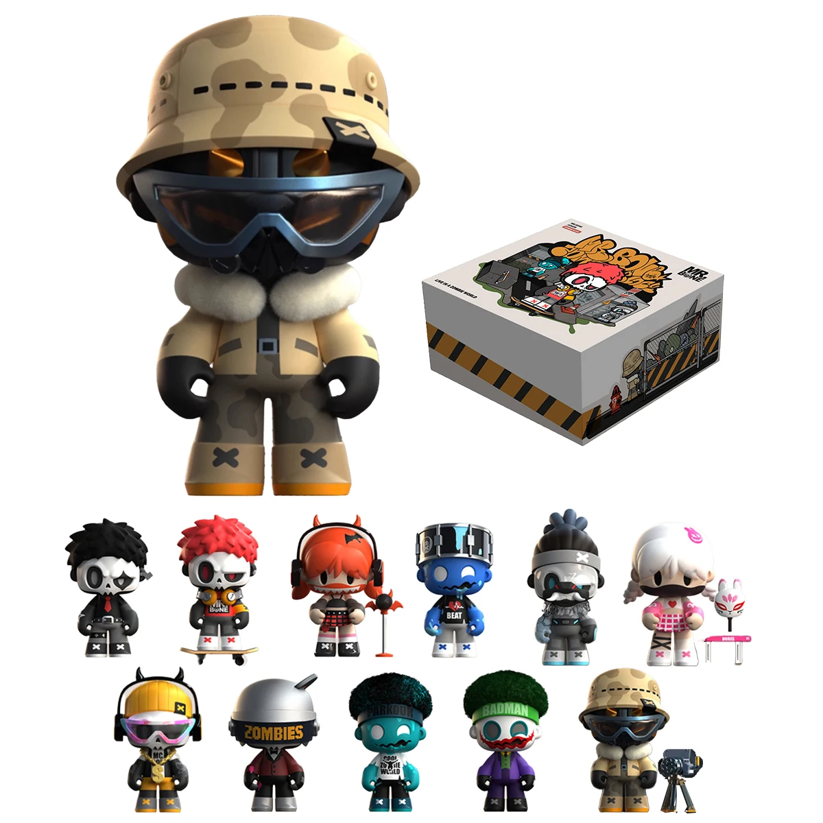 ハイプレイ MR.BONE ジョニオール 第2世代 ゾンビの世界で生きる 生化学ストリートシリーズ ブラインドボックスフィギュア
