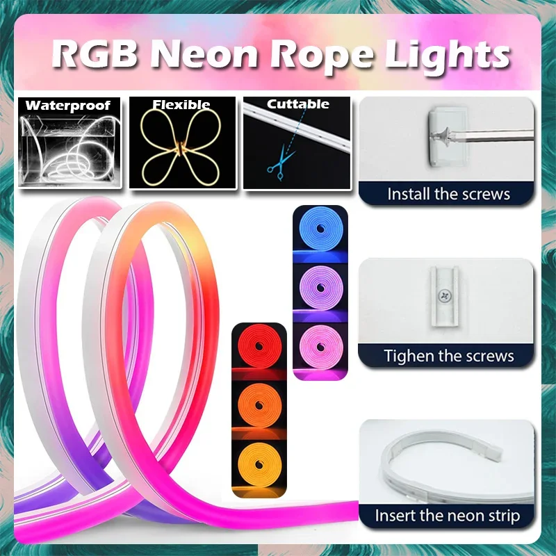 Bluetooh LED Neno Light Strips Led Strip Lights Flexible RGB Led Lights Neon Rope Smart Lighting Neon LED Neon Strip Lights RGB