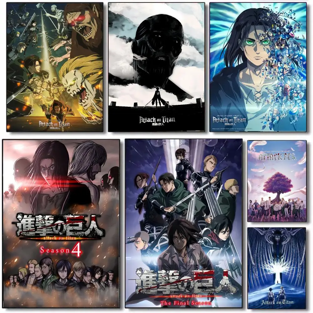 Anime A-Attack O-On Titan Poster Wall Art Printed Decor Sticker Stylish Home Gift for Living Room Bedroom Corridor Cafe