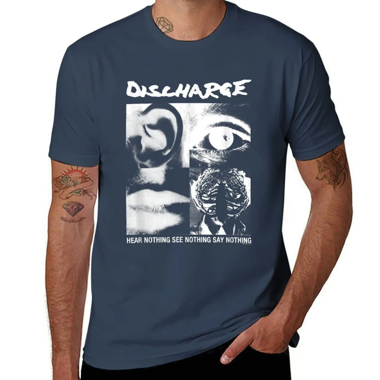 

Discharge Hear Nothing T-Shirt t shirts for man slim fit cotton t shirt man T-Shirt