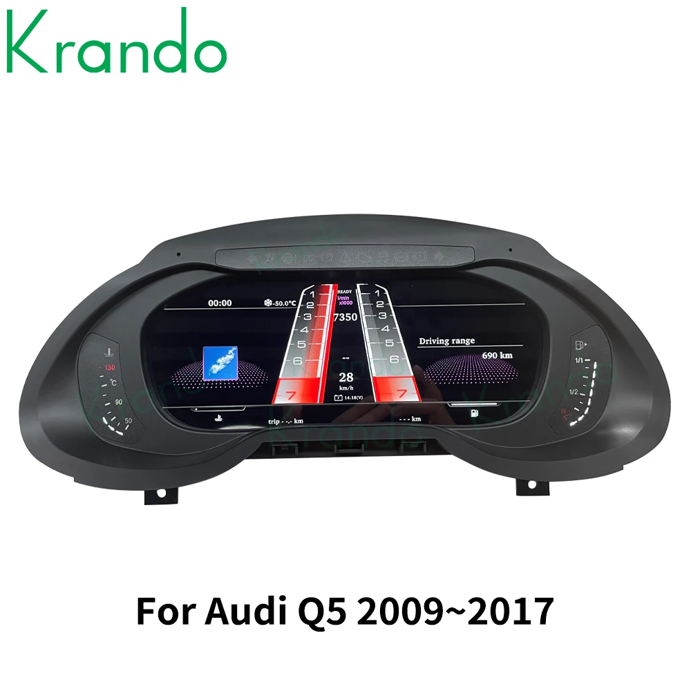 Krando 12.3\'\' Linux Car Digital Cluster Instrument CockPit For Audi Q5 SQ5 A5 S5 RS5 2008-2018 LCD Speedometer Dashboard Player