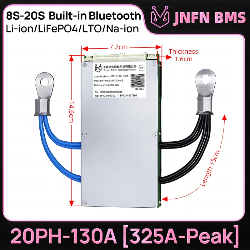 Balance Bms 8S 12S 13S 14S 16S 17S 20S  Smart Bms 60A 80A 100A 110A 130A 150A 170A Lifepo4 Li-Ion Lto Battery Built-in Bluetooth