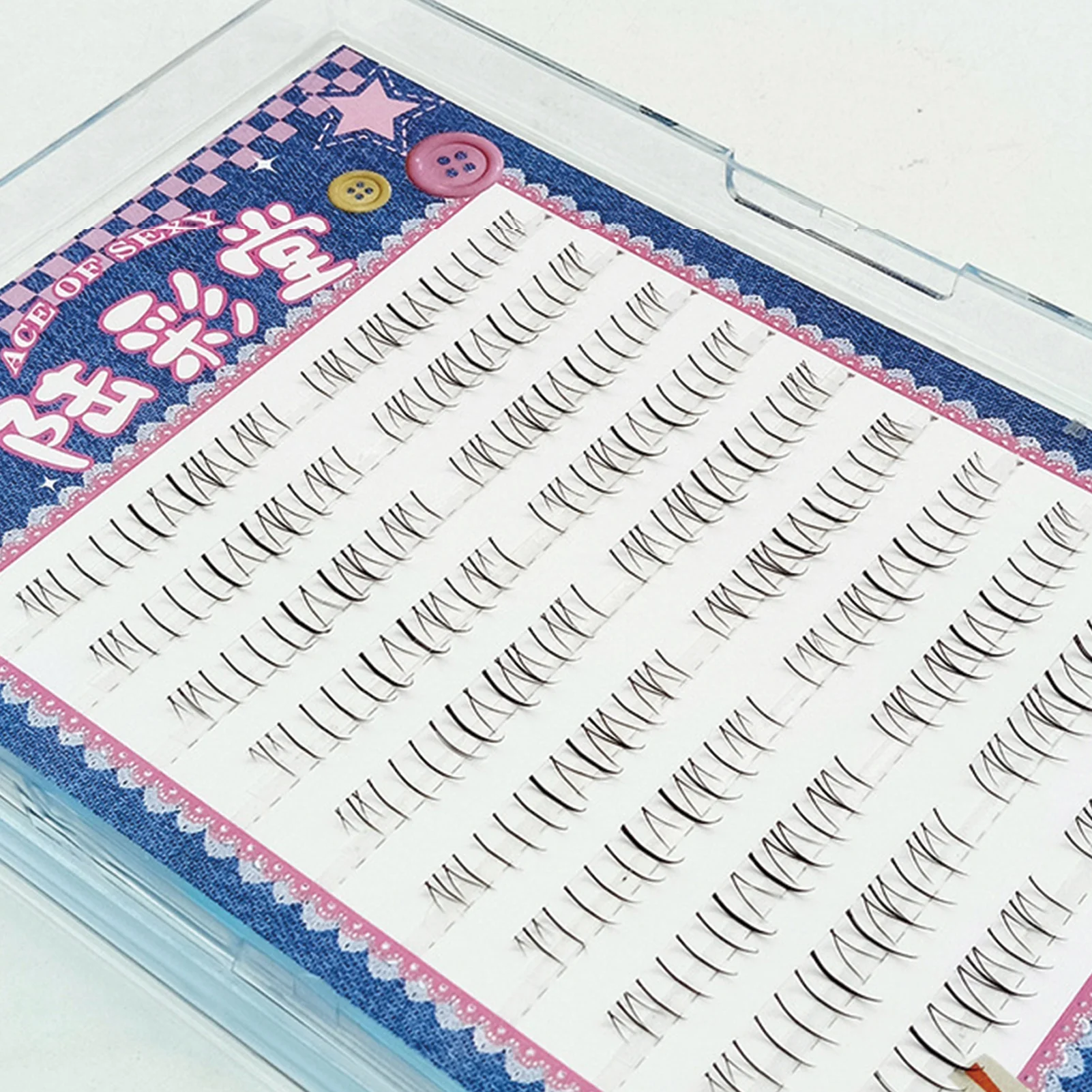 10줄 한국 만화 자연스러운 가벼운 아래 속눈썹 클러스터 방수 만화 속눈썹 연장 패션쇼 댄스 메이크업 도구