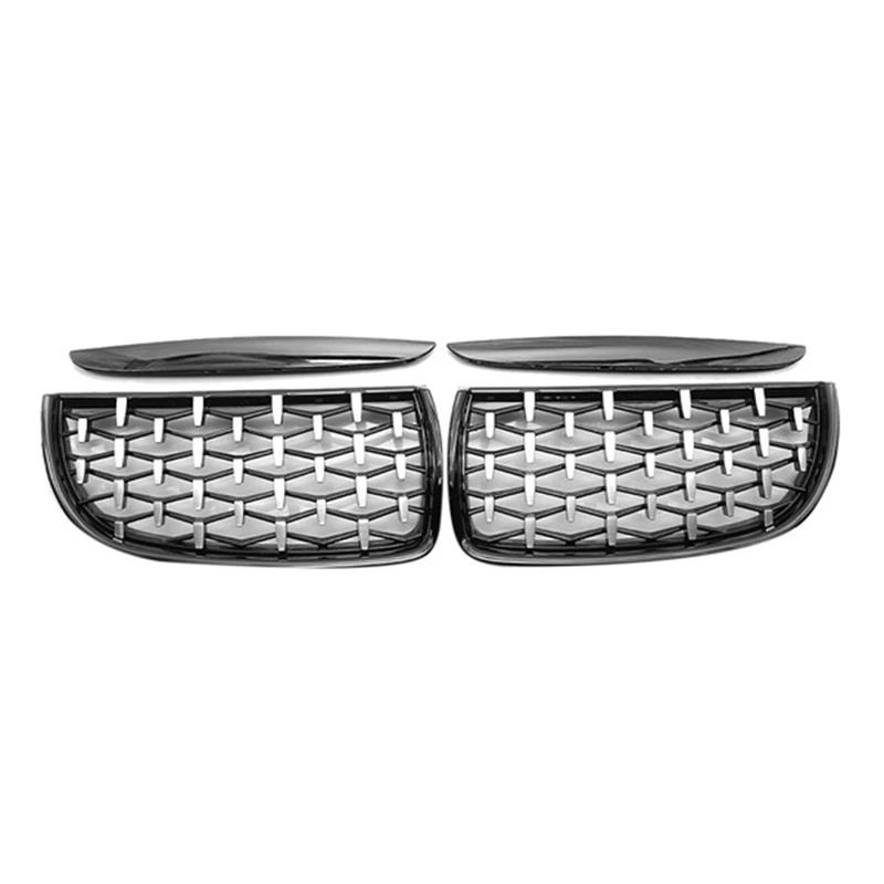 

Car Chrome Glossy Black Front Hood Kidney Grill Mesh Sport Racing Grills For BMW 3 Series E90 E91 2005-2008