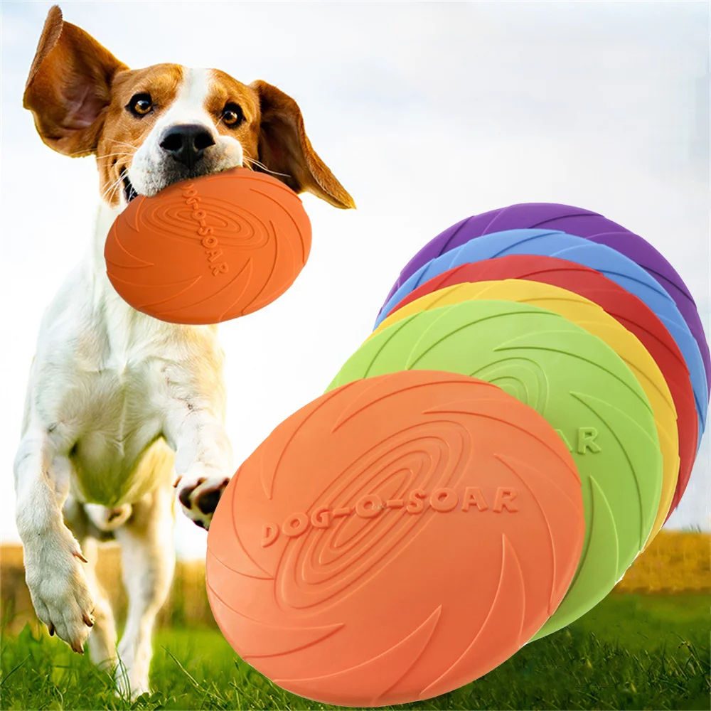 15/18/22cm Rubber Dog Flying Discs Pet Puppy Outdoor Sports Game Trainning Interactive Toy Bite Resistant Dogs Chew Flying Disc